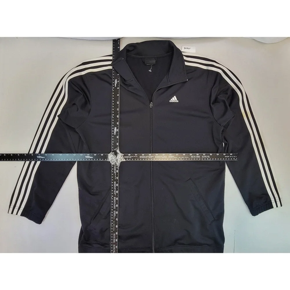 Adidas Track Jacket‎ Black White Stripes Full Zip Athletic Mens Size S